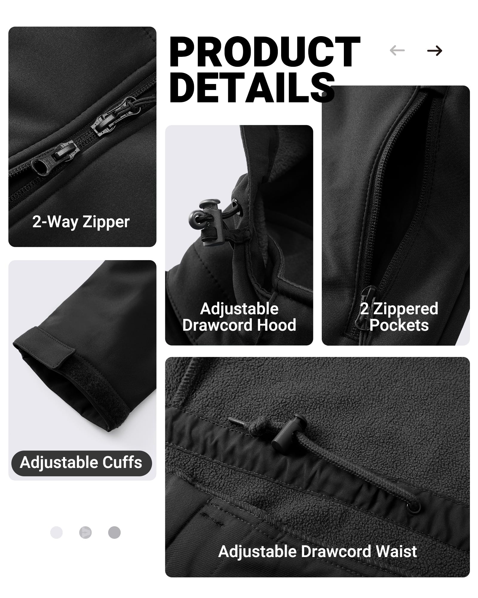 Outdoor Ventures Giacca da donna softshell lunga con cappuccio, foderata in pile, antivento, impermeabile