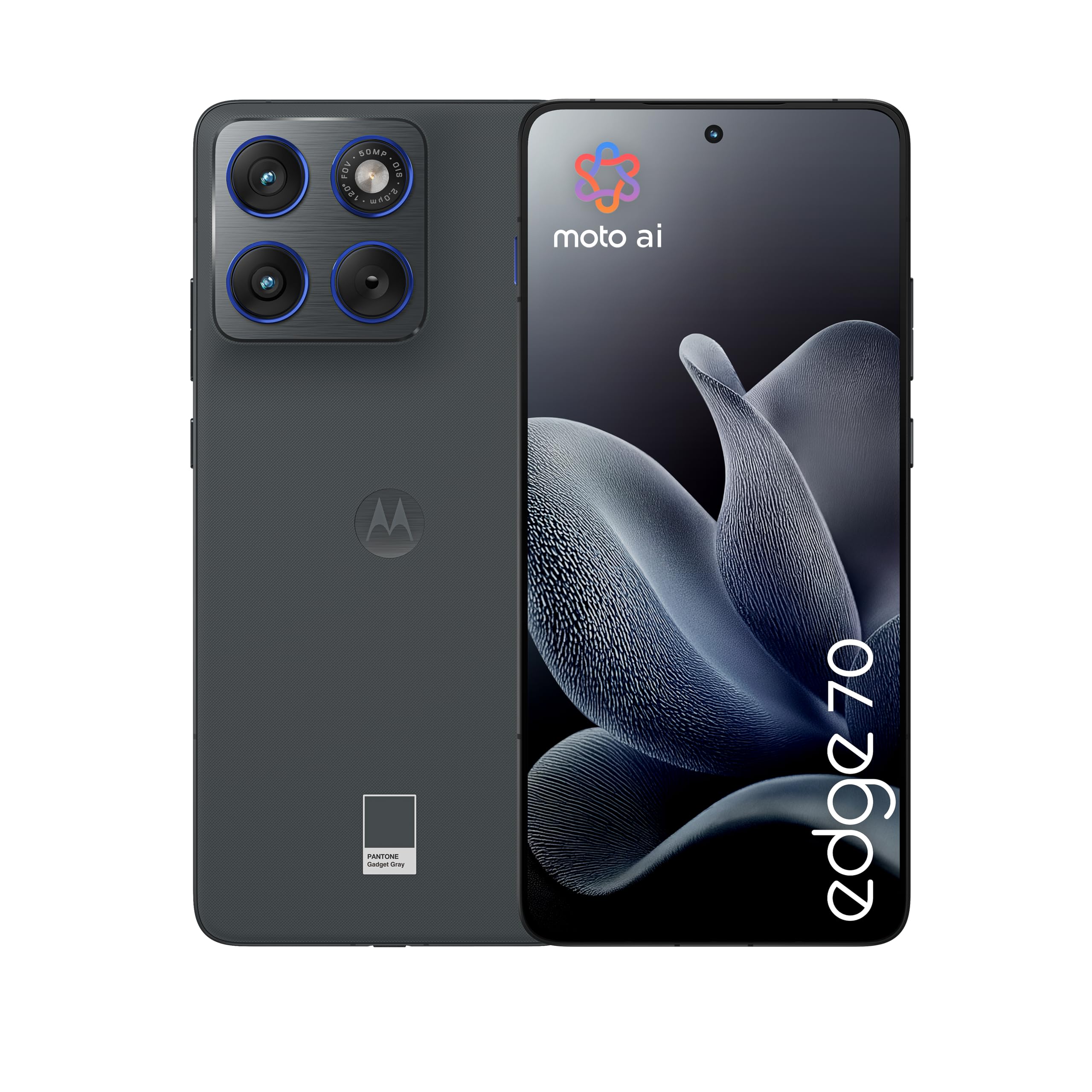 Motorola edge 70 con Moto AI (12/512GB, Tripla fotocamera da 50MP + flicker sensor, selfie 50MP, ultra sottile 5.99mm, 4800mAh Silicon-Carbon, Display 6.67" Super HD 120Hz, PANTONE Gadget Grey