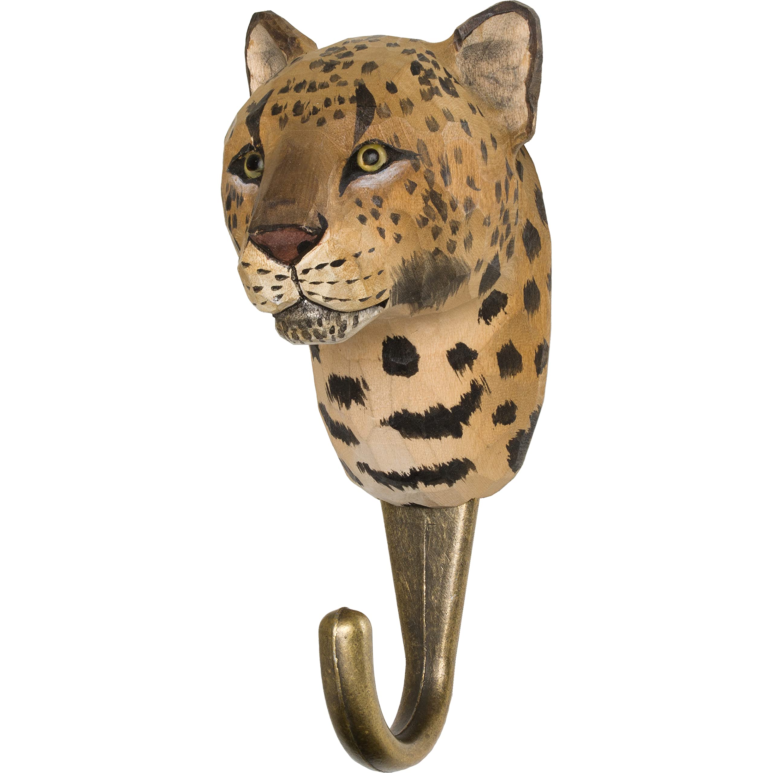 WILDLIFEGARDEN Hand-Carved Leopard Hook, Africa Collection, Sturdy Wood Wall Hook with Artisanal Life-Like Figurine, Easy-to-Install, Designed in Sweden