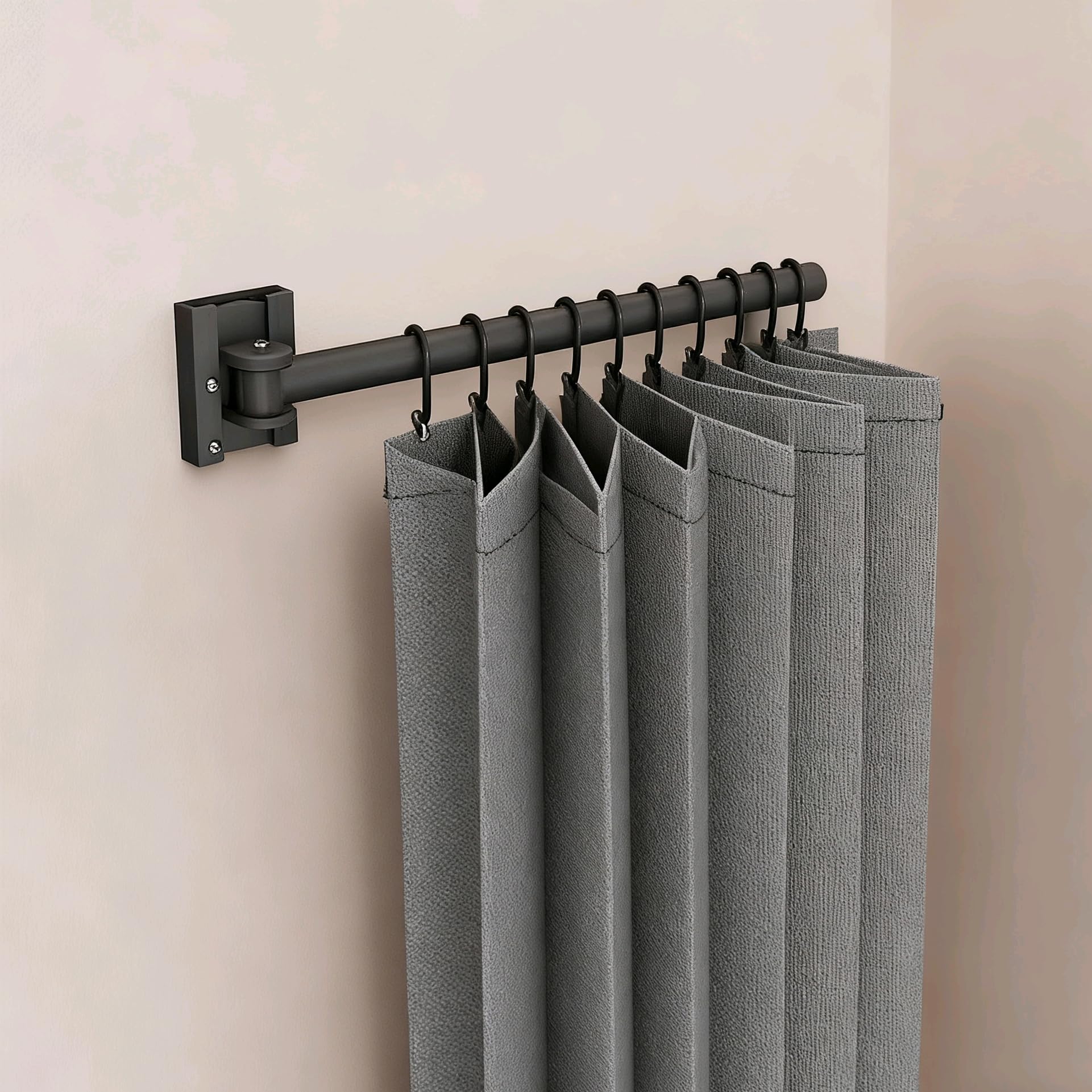 Barra de cortina de ducha plegable con forro, ahorro de espacio sin taladrar para bañera o soporte, montaje en pared fijo, 70.8 x 78.7 pulgadas, fácil instalación