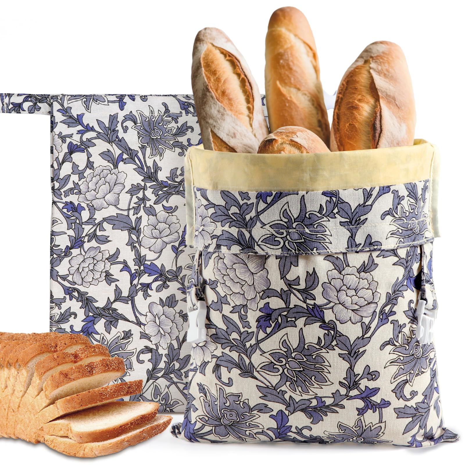 Bolsa de pan de cera de abeja (paquete de 2), bolsas de pan de lino reutilizables para uso casero, bolsa de almacenamiento de masa madre de gran capacidad, bolsas de masa madre para pan casero