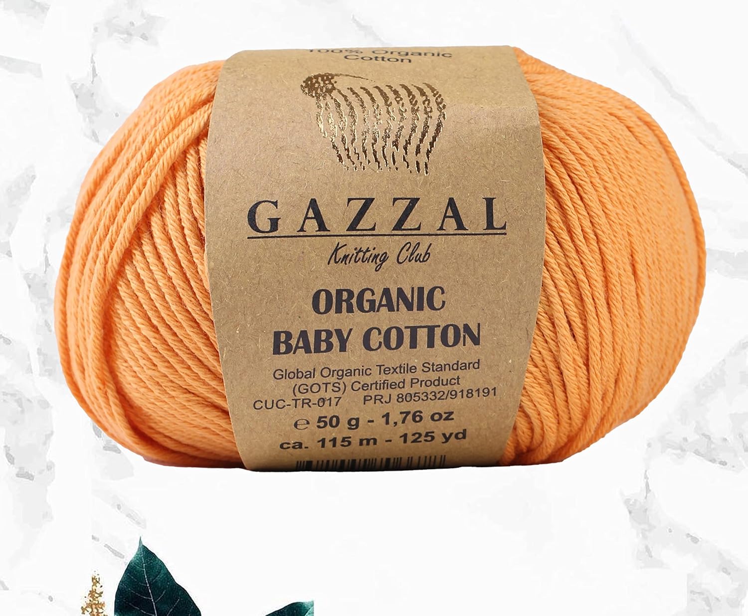 3 Ball(Pack) Gazzal Organic Baby Cotton Yarn, Total 5.28 Oz.100% Organic Cotton, Each 1.76 Oz (50g) /125 Yrds (115 m),3 Light DK,Global Organic Textile Standard Certified(Mustard Yellow - 418, 3 Pack)