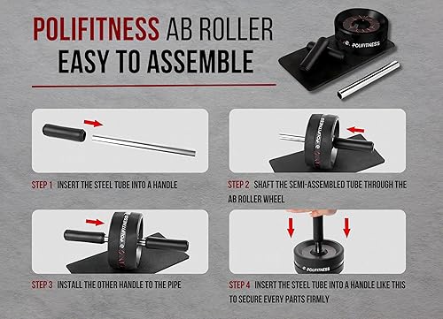 Miniatura 4 de *POLIFITNESS* Rueda de rodillo abdominal, abdominales y equipo de entrenamiento para entrenamiento de fuerza de cuerpo completo - Rueda de ejercicio