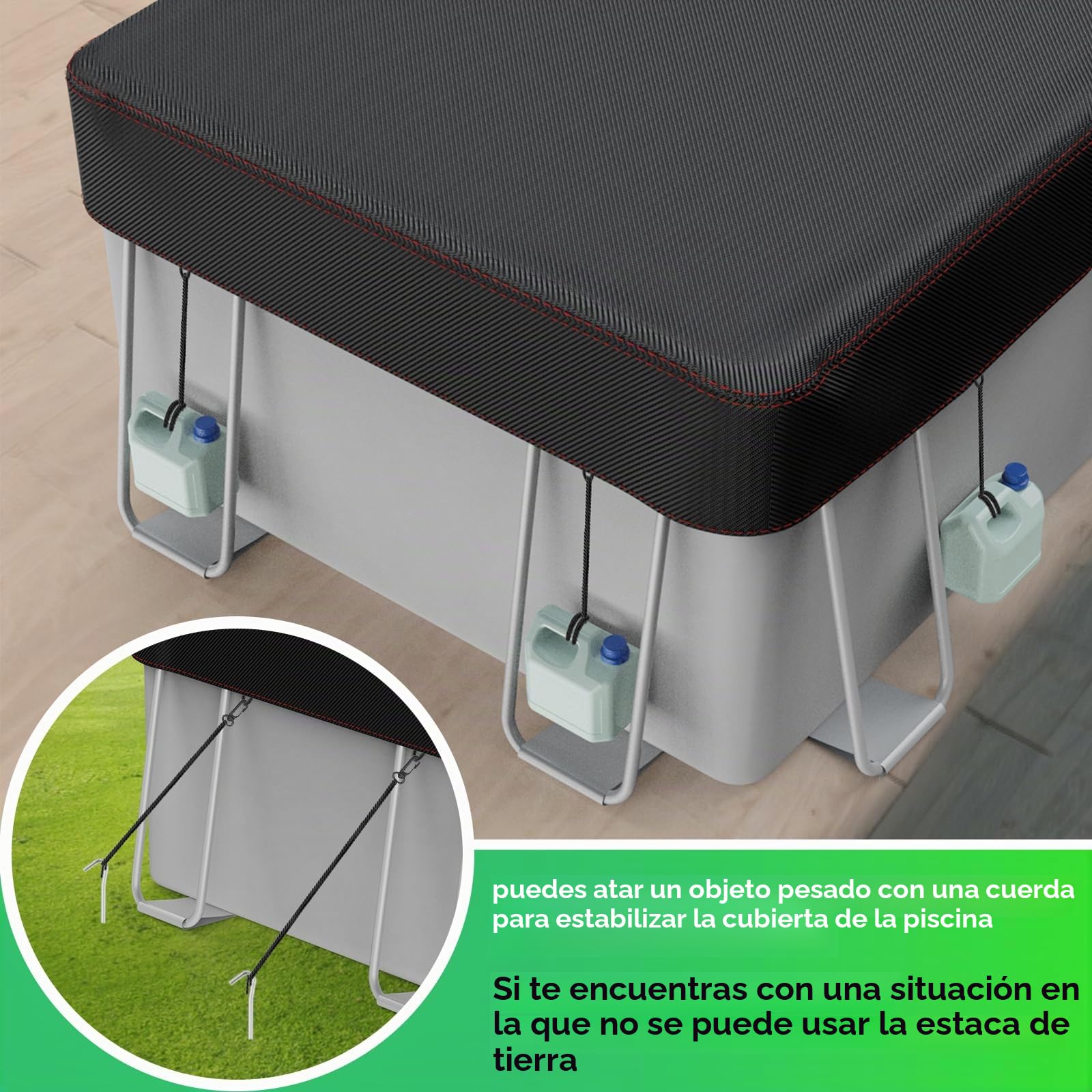 Cubierta de Piscina Rectangular de 9 x 18 pies para Piscinas sobre el Suelo, Cubierta Solar para Piscinas sobre el Suelo con Accesorios, Cubierta de Invierno Ideal para Impermeable y Resistente al