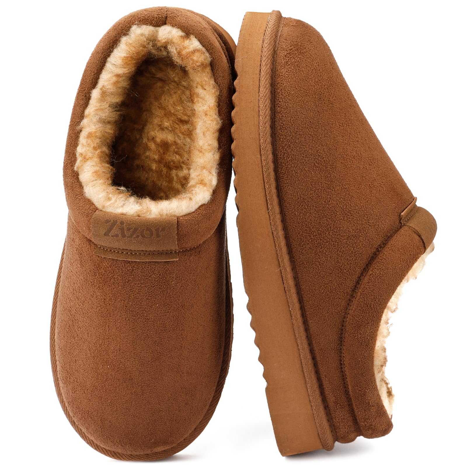 Zizor Mens Fuzzy Cozy Slippers Microsuede Indoor Outdoor Home Comfy Winter Slip On Cute Warm Memory Foam Furry
