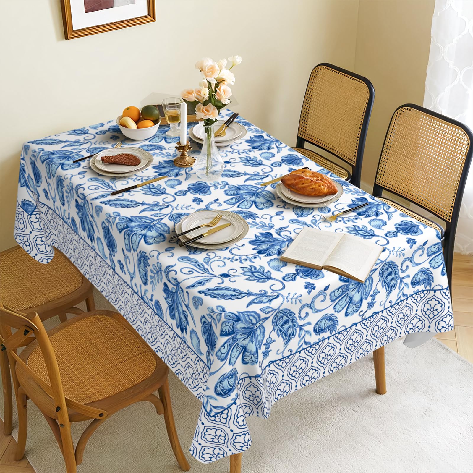 Wewoch Mantel Rectangular Negro Resistente A Las Arrugas, Tela Lavable Para Comedor, Cocina, Fiestas, Bodas Y Uso Al Aire Libre, 60 X 84 Pulgadas