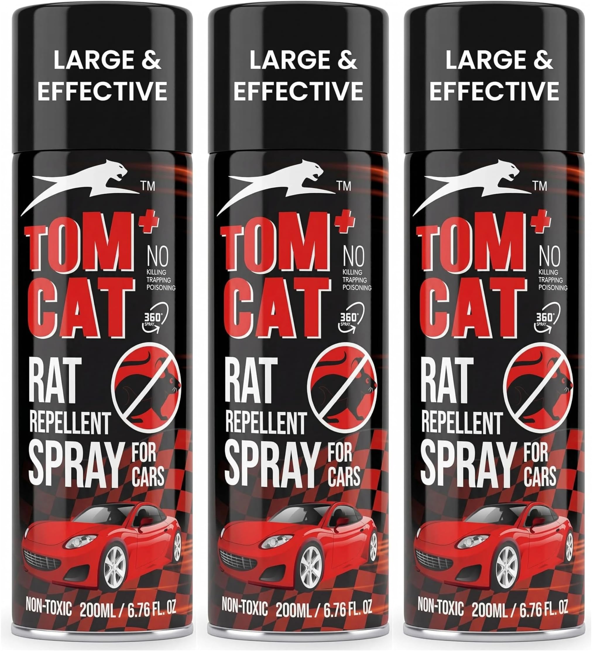 Tom CAT No Entry Rat Repellent Spray for Cars Highly Effective Lasts 1 Year Leak Free Easy to Spray Nozzle 1st time in India (Pack of 3) - FORMULATION 1 X 200 ML