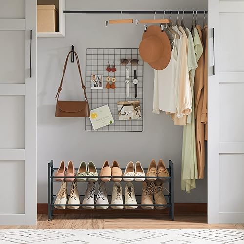 Miniatura 55 de SONGMICS Zapatero, organizador de zapatos de 5 niveles, almacenamiento de zapatos de metal para garaje, estante apilable para zapatos, con estantes