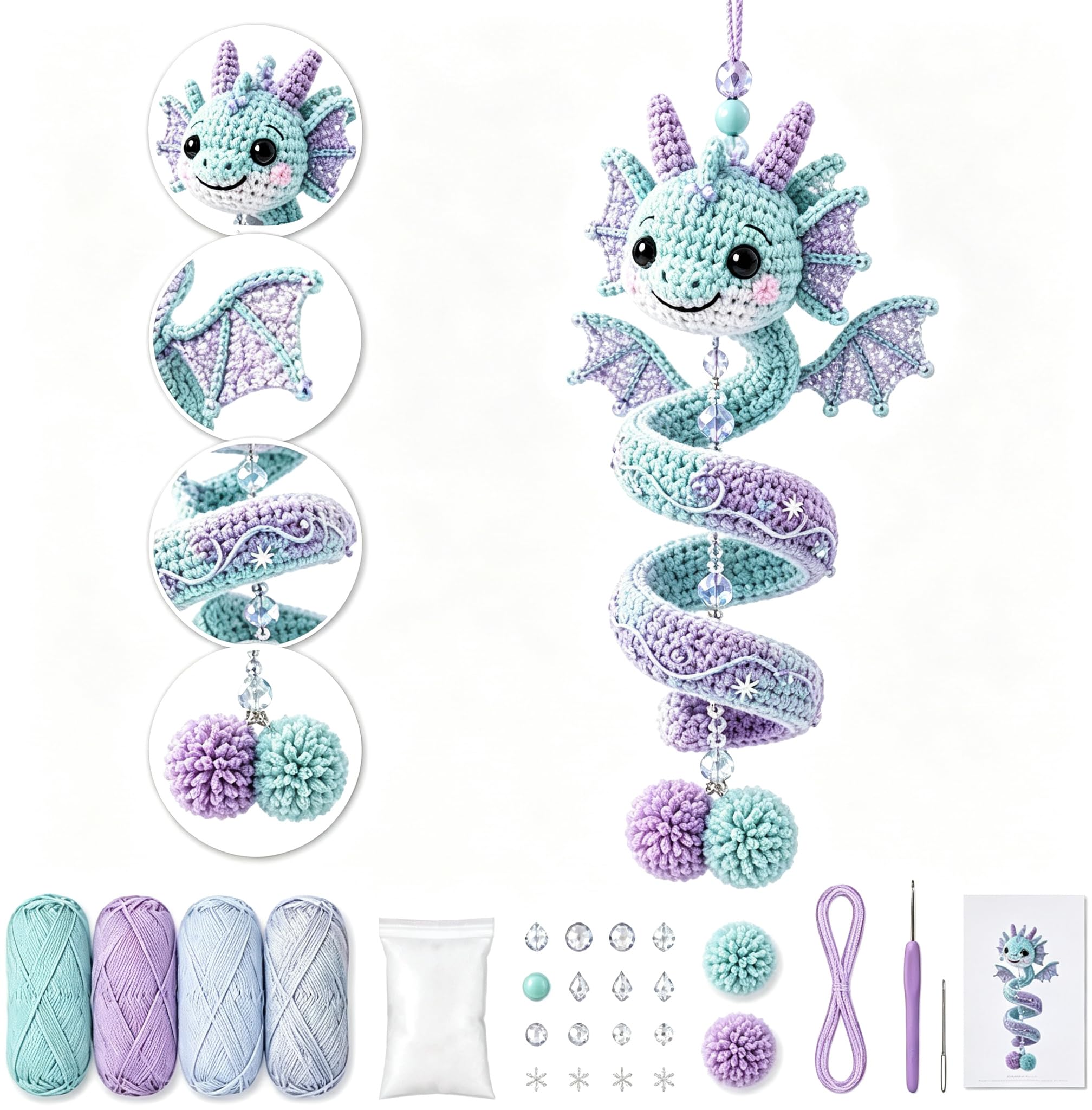 Beginner-Friendly DIY Enchanted Dragon Spiral Hanging Ornament Kit, #G