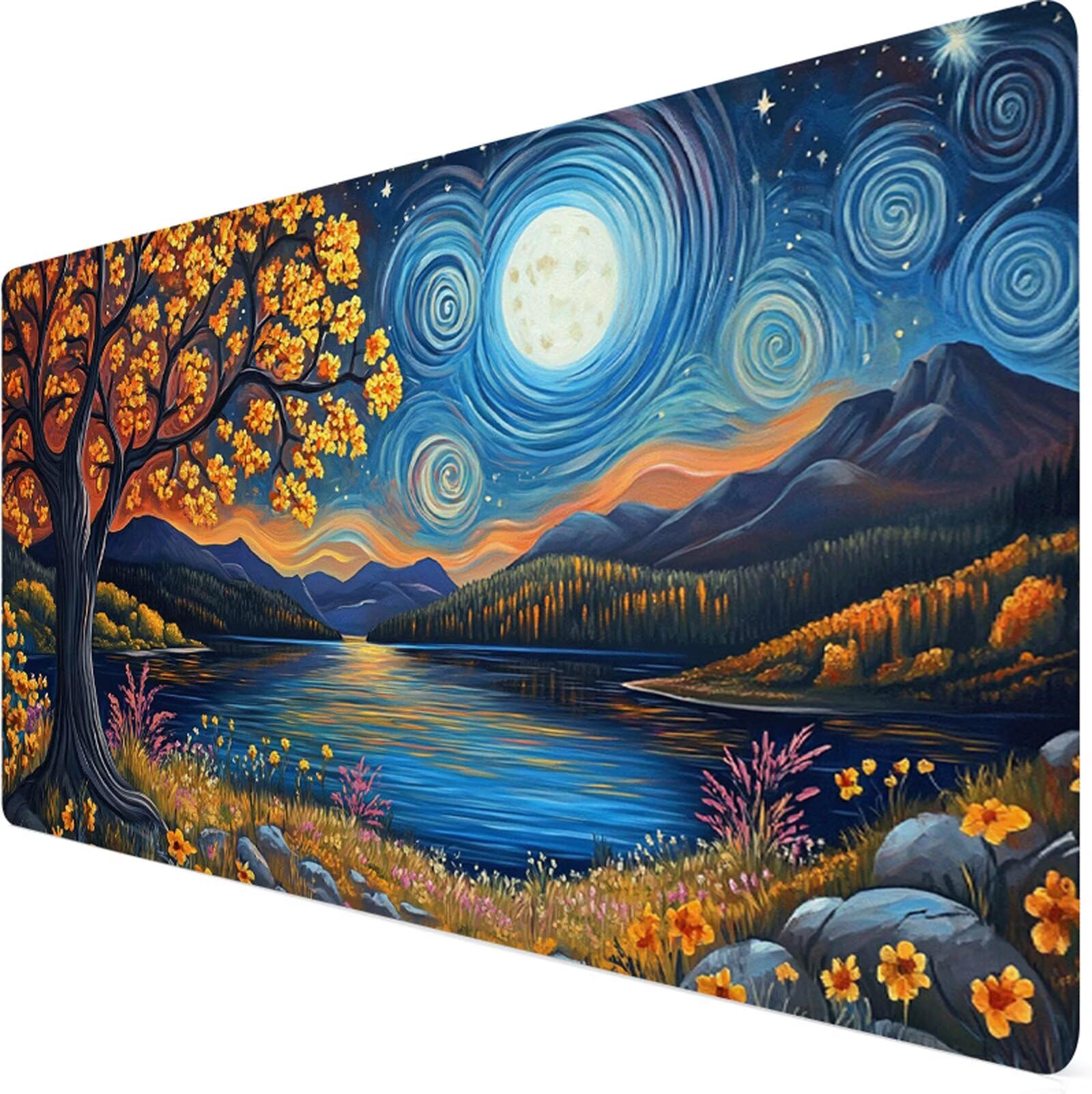 Podkładka pod mysz XXL 1200 x 400 x 3 mm podkładka pod mysz jesienna podkładka pod mysz drzewo poprawia precyzję i szybkość, antypoślizgowe wodoodporne, szyte krawędzie, akcesoria do gier, komputer