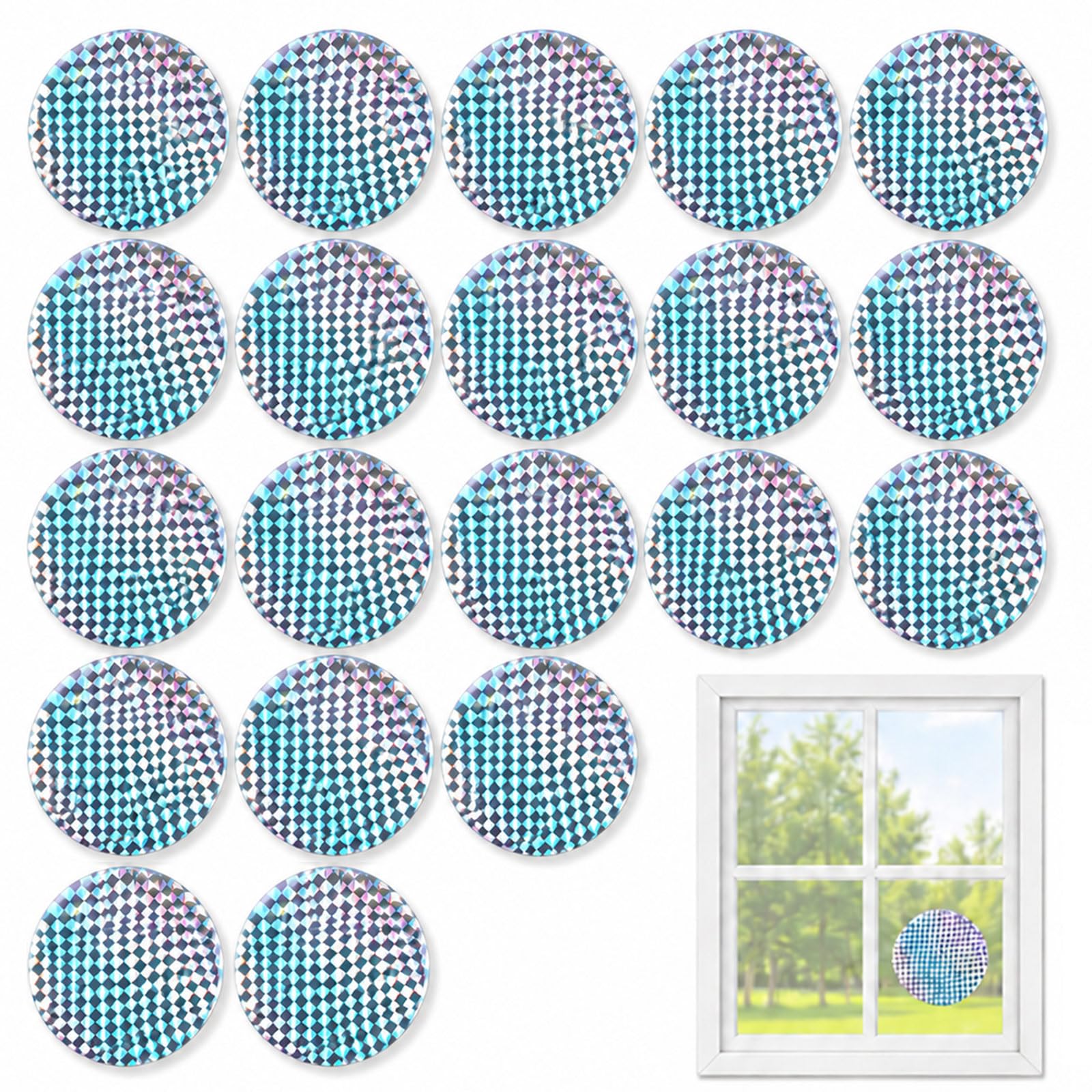 20Pcs Reflective Bird Deterrent Stickers Round Self-Adhesive PVC Patches