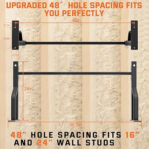 Miniatura 3 de Barra de dominadas mejorada 2025 montada en la pared, barras de dominadas de entrenamiento de fuerza de alta resistencia de 600 libras, barra de