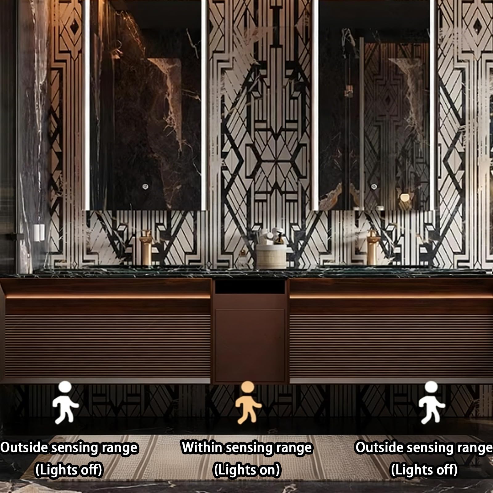 52 Inch Bathroom Vanity with Double Sink - Floating Bathroom Vanity with Smart Defog Mirror and Seamless Countertop — view 6