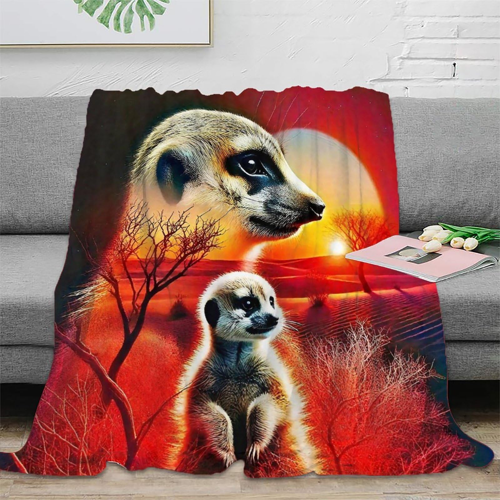 Couverture Meerkat anti-froid en microfibre douce pour nuits fraîches d'adulte