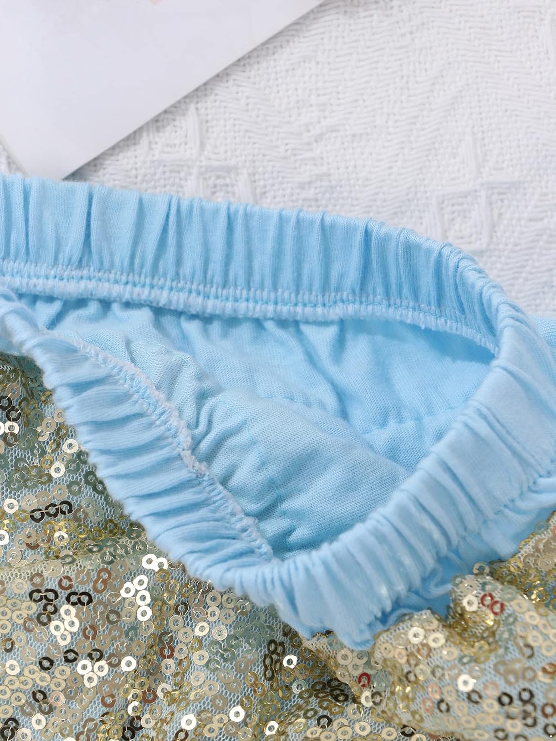 Alvivi Infant Baby Girls Sequins Ruffled Mesh Back Bloomers Shorts with Bowknot Headband for Photography