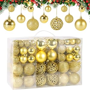 100 Palline Natalizie Oro MTSCE - Decorazioni Albero Di Natale In Plastica, Diametri 3cm, 4cm, 6cm - Foto 5