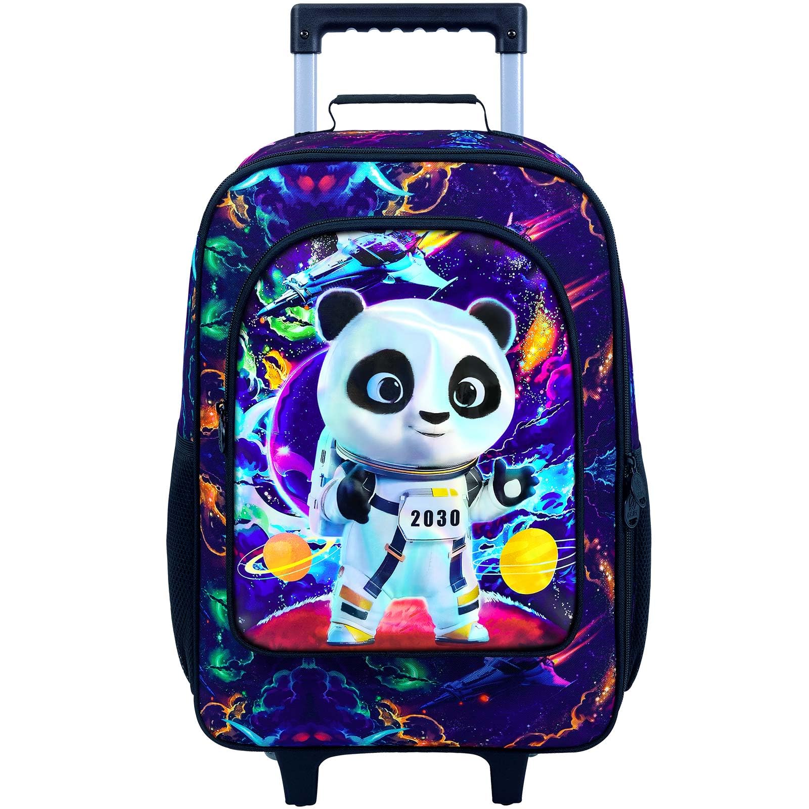Boys Suitcase, Kids Travel Suitcases with Wheels, Panda Carry on Rolling Luggage(Black)