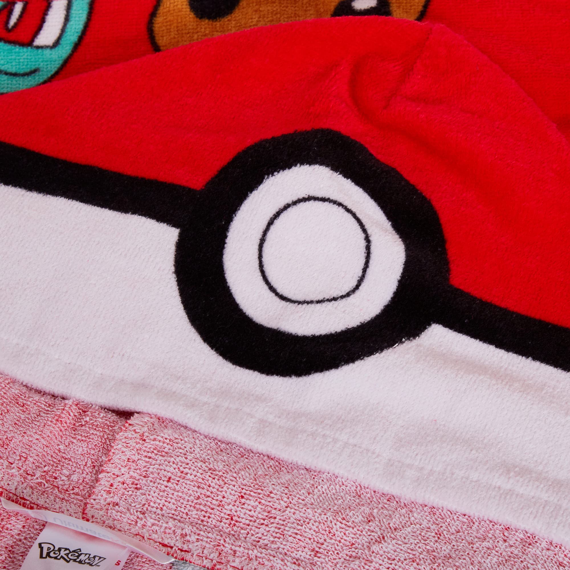 Pokémon Serviette à Capuche 100% Coton pour Enfants - Poncho Pokeball Pikachu - Serviette de Plage et Bain - Wrap à Langer