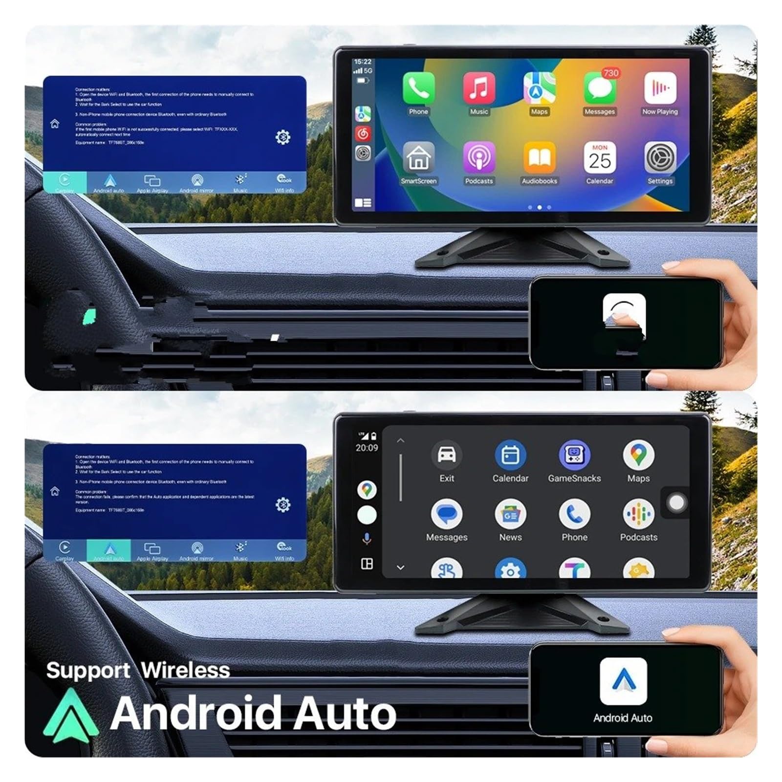 Cámara Aparcamiento 10,36 "4 Canales WiFi Inalámbrico Android Auto AI Punto Ciego BSD Alarma DVR Monitor De Registro Cámara IR para Camión Autobús Camara Marcha Atras(None,2BSD with IR Camera)