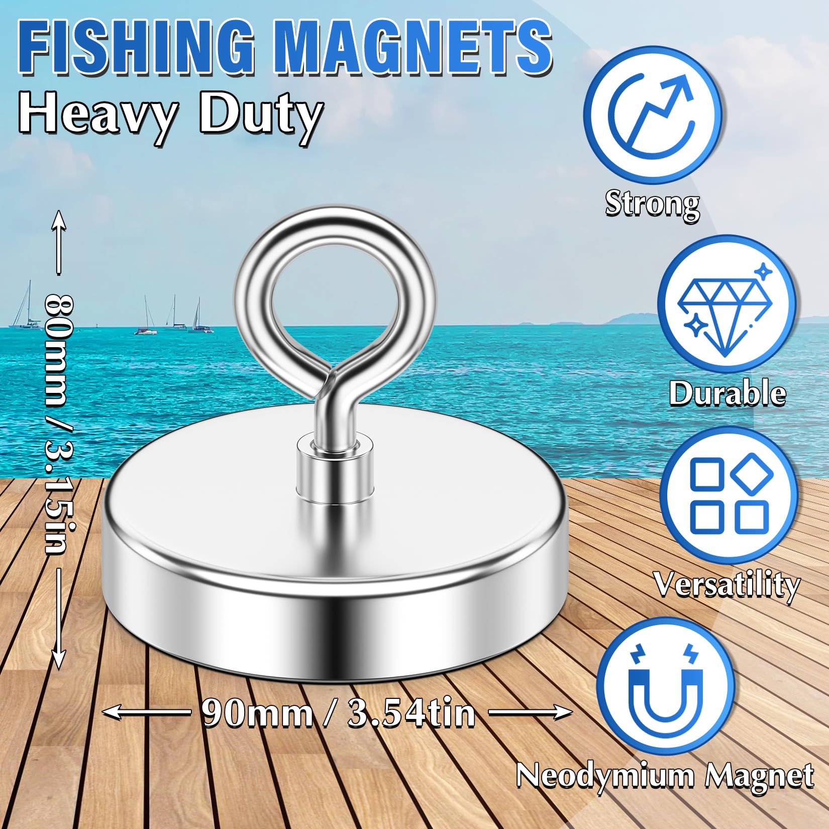 1000 LBS Fishing Magnet - Powerful Metal Retrieval -5