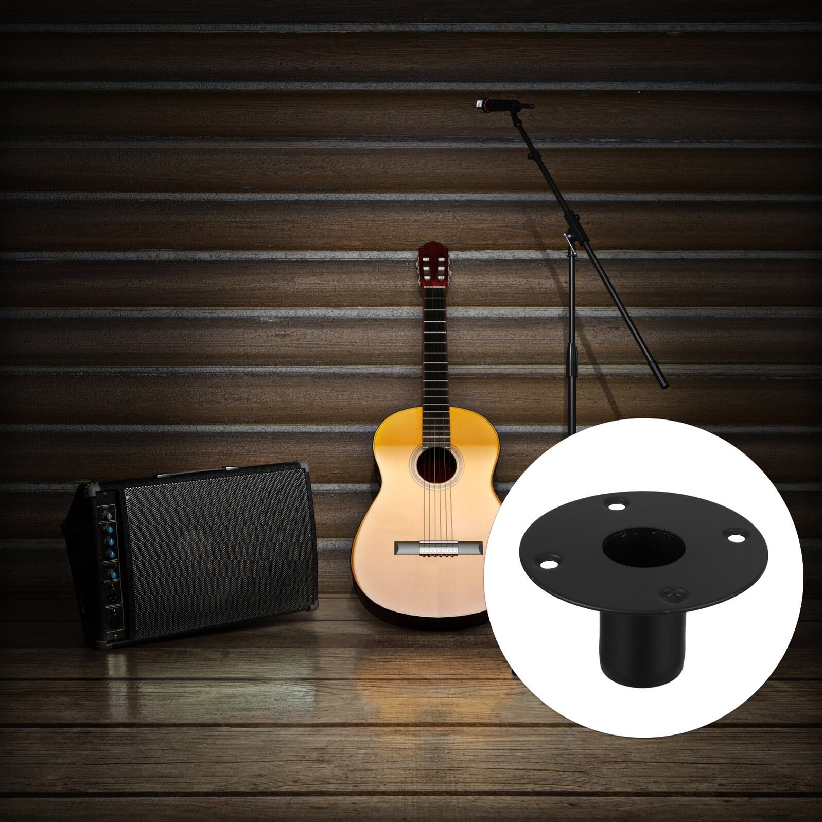 Support Socle Robuste Trous de Fixation Enceinte sur Pied en Fer Noir Forte Capacité de Charge pour Haut-Parleur pour Système Audio de Scène