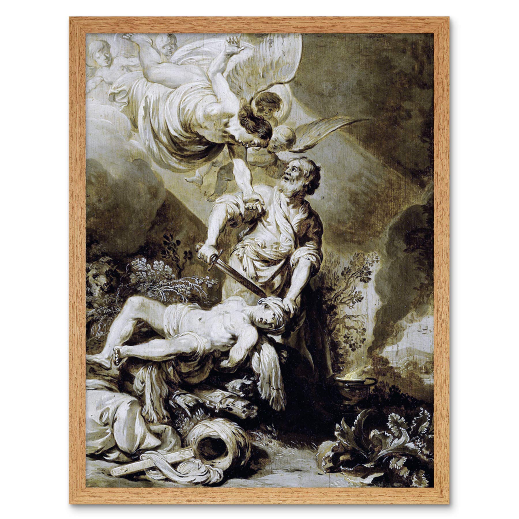 Artery8 Pieter Lastman Sacrifice Of Abraham Painting Art Print Framed Poster Wall Decor 12x16 inch