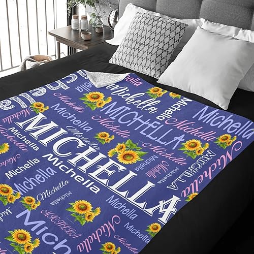 Miniatura 3 de Mantas personalizadas para niños, manta personalizada con nombre, texto, manta personalizada con nombre de girasol para mujeres y adultos, regalos