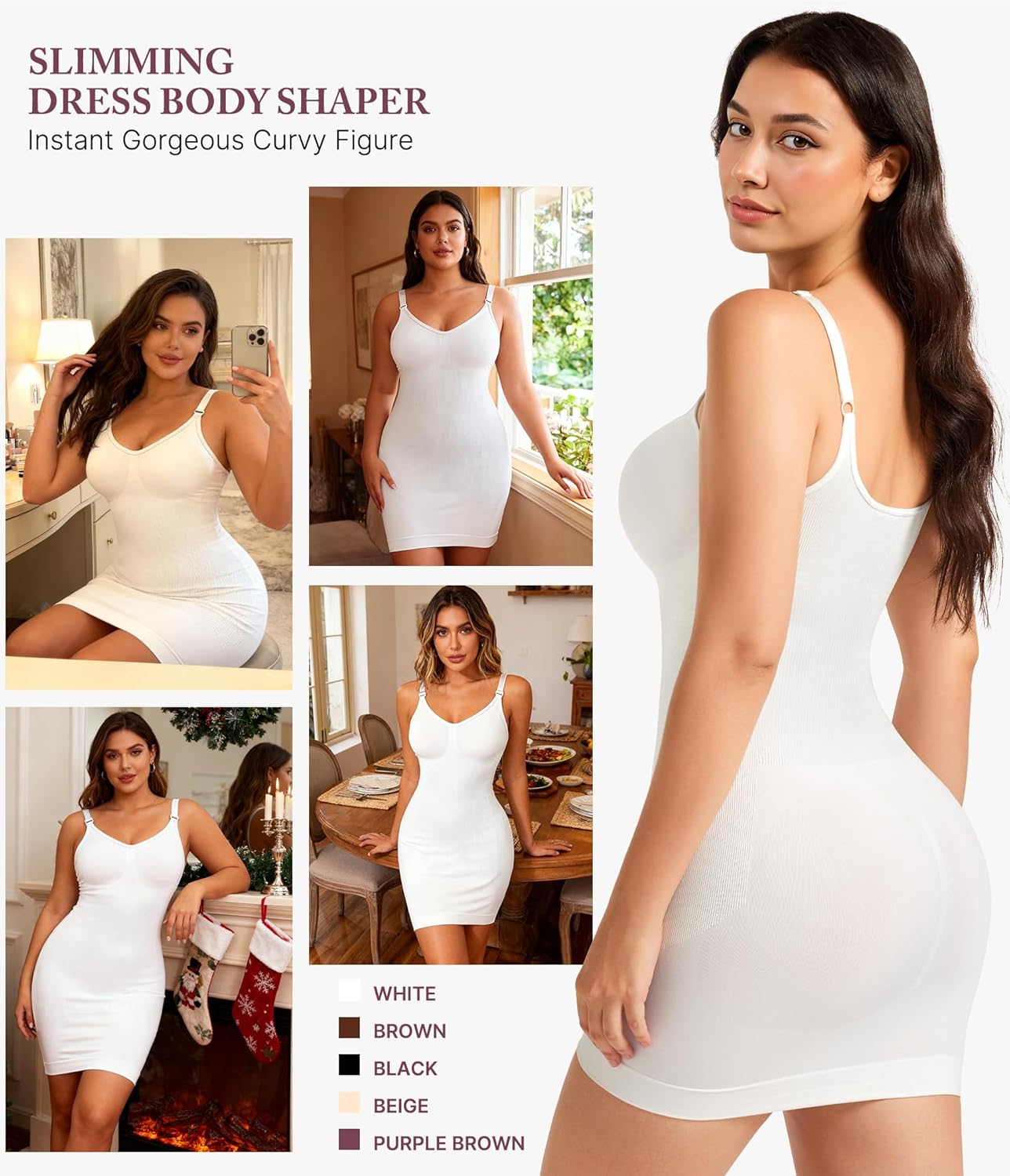 RDSIANE Body Shaper For Women Under Dress One Piece Full Slip Tummy Control Shapewear Dress With Adjustable Spaghetti Strap - Image 4
