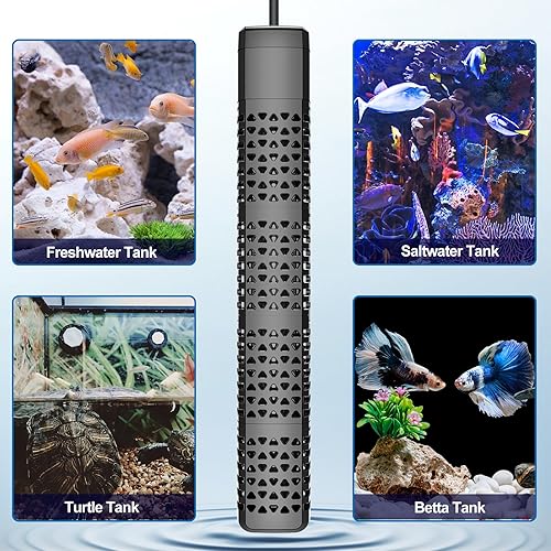Miniatura 7 de HiTauing Calentador de acuario, calentador de tanque de peces mejorado de 300 W500 W con agua de salida inteligente para detener automáticamente la