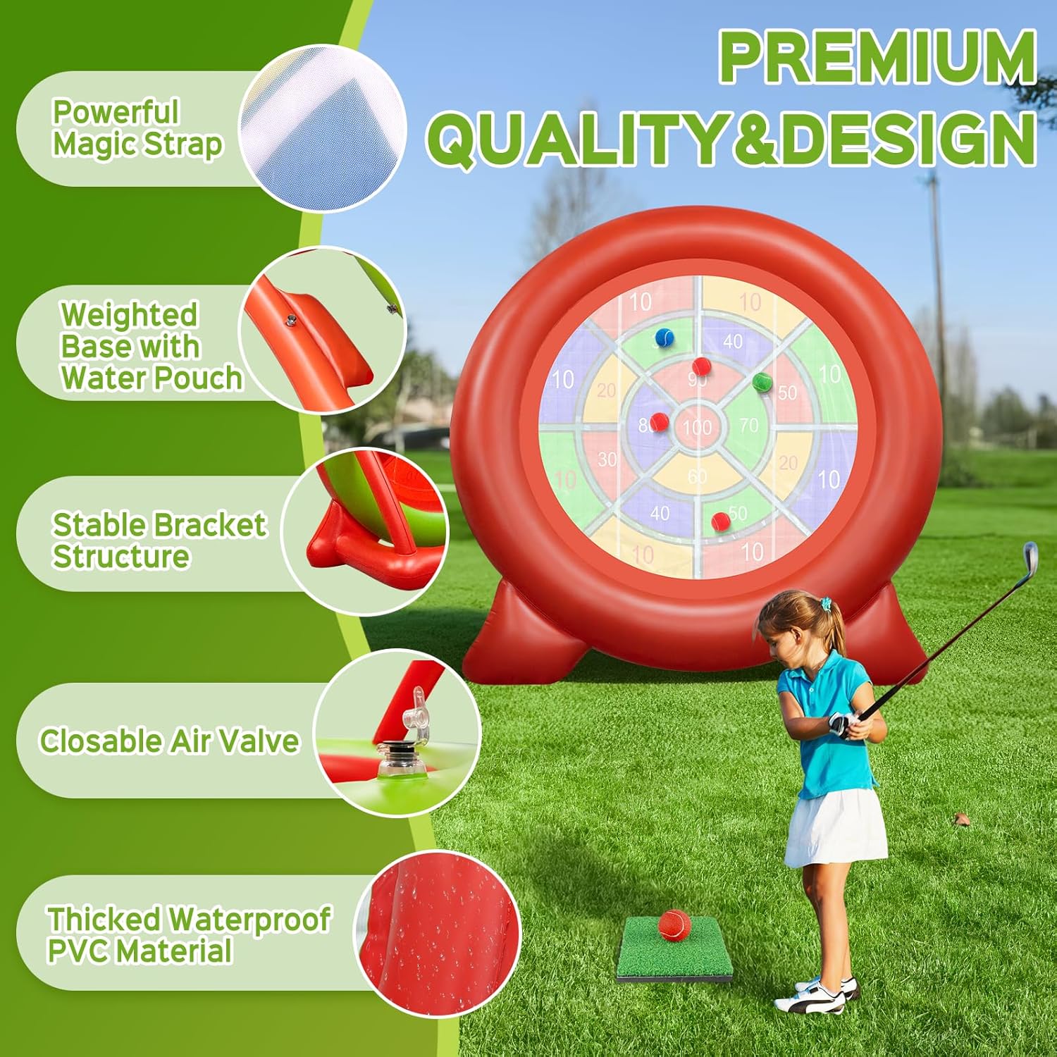 6ft Giant Inflatable Dartboards with Electric Air Pump, Jumbo Soccer Target Game/Yard Games for Backyard Parties & Carnival Fun, Outdoor Kick Darts for Family, Kids, Adults