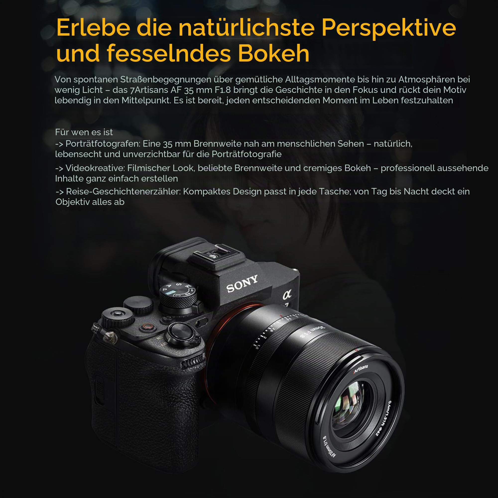 7artisans AF 35mm F1.8 Vollformat-Kameraobjektiv, kompatibel mit Nikon Z-Mount, große Blende, Prime, STM Gesichts-/Augen-Autofokus, für Nikon DSLR-Kameras (schwarz)