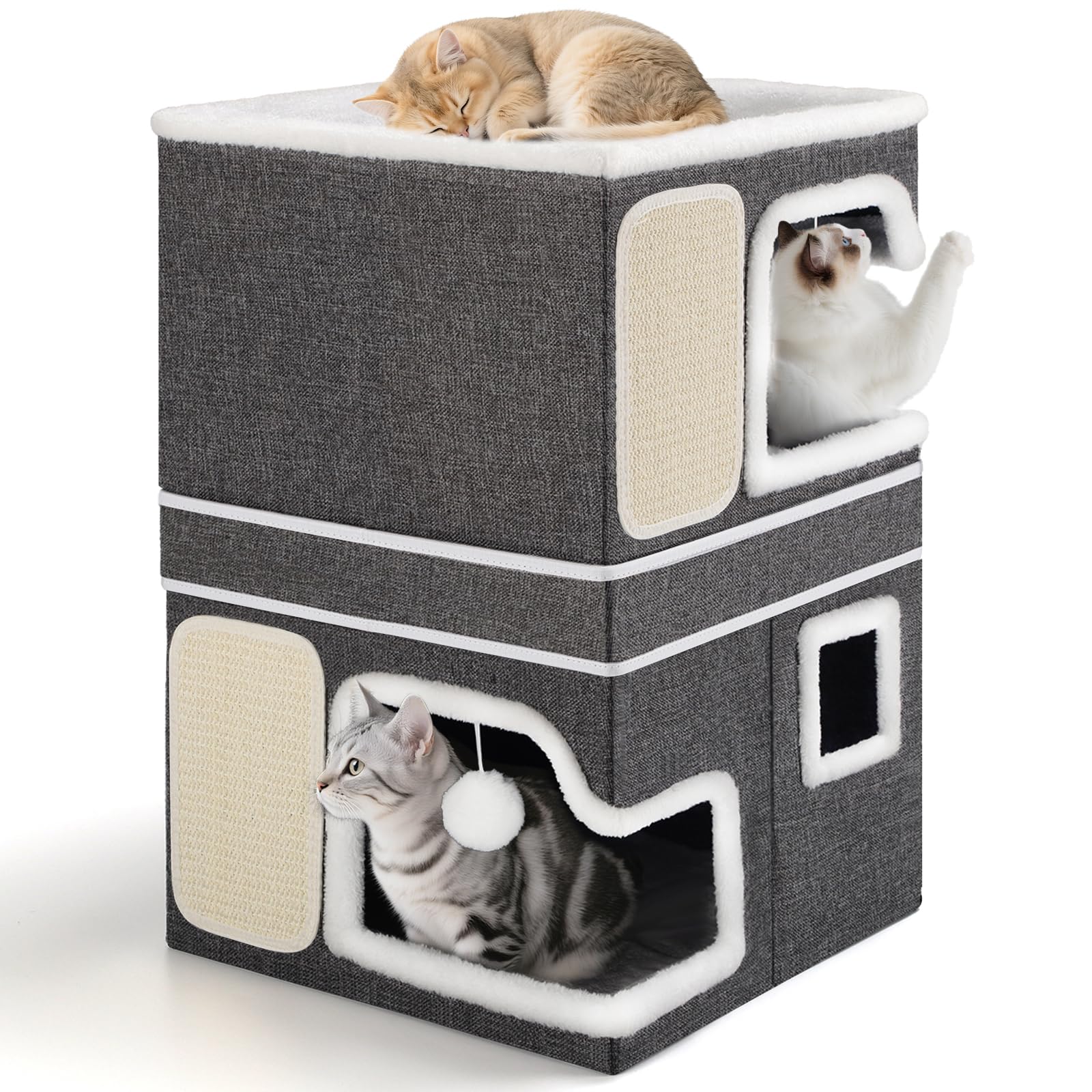 Maison pour chat d'intérieur contre l'ennui et les griffures sur vos meubles de salon