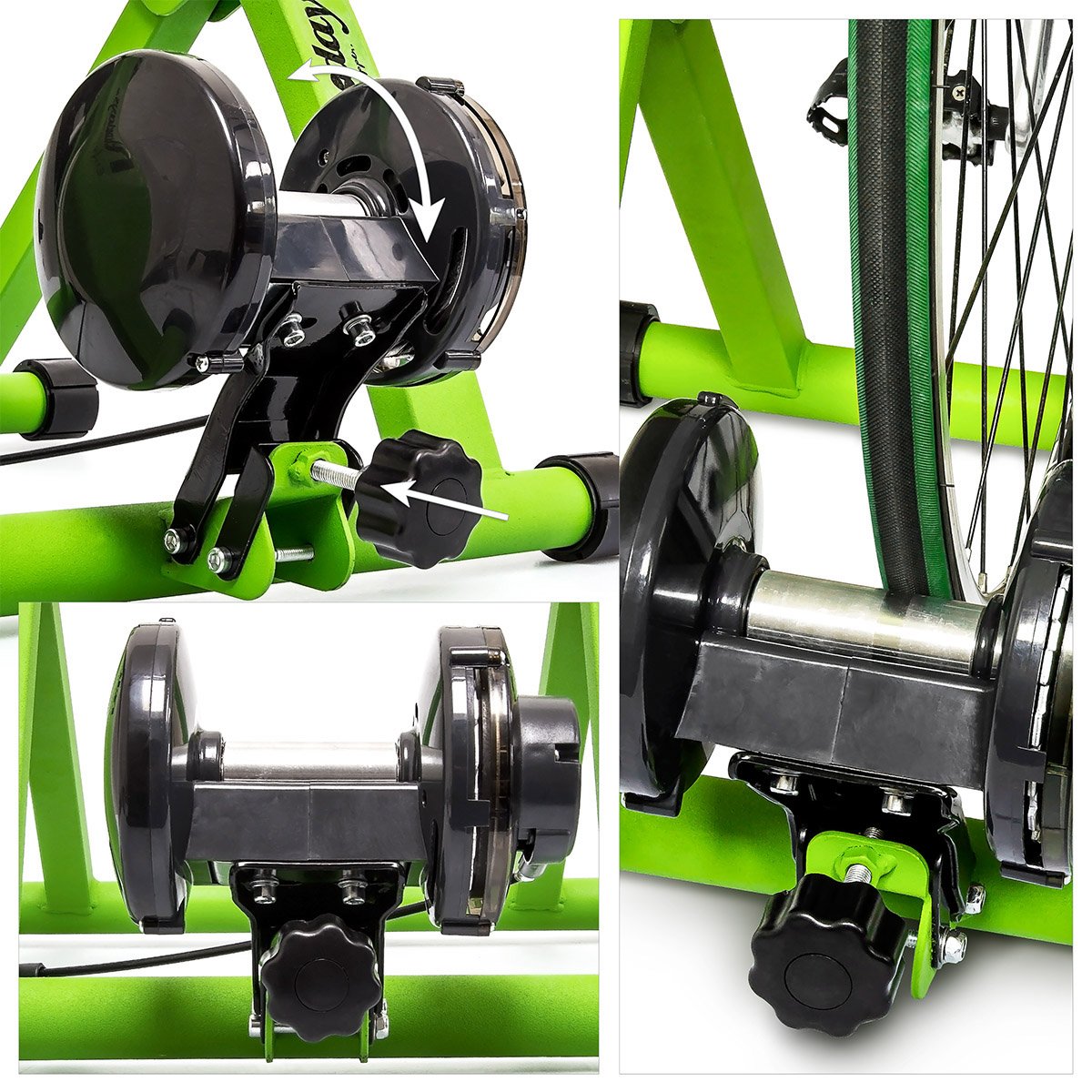 Relaxdays Rullo per Bicicletta - Relaxdays Trainer Pieghevole Bicicletta 6 velocità, Cerchi da 26-28, Blu e Verde Unisex Adulto