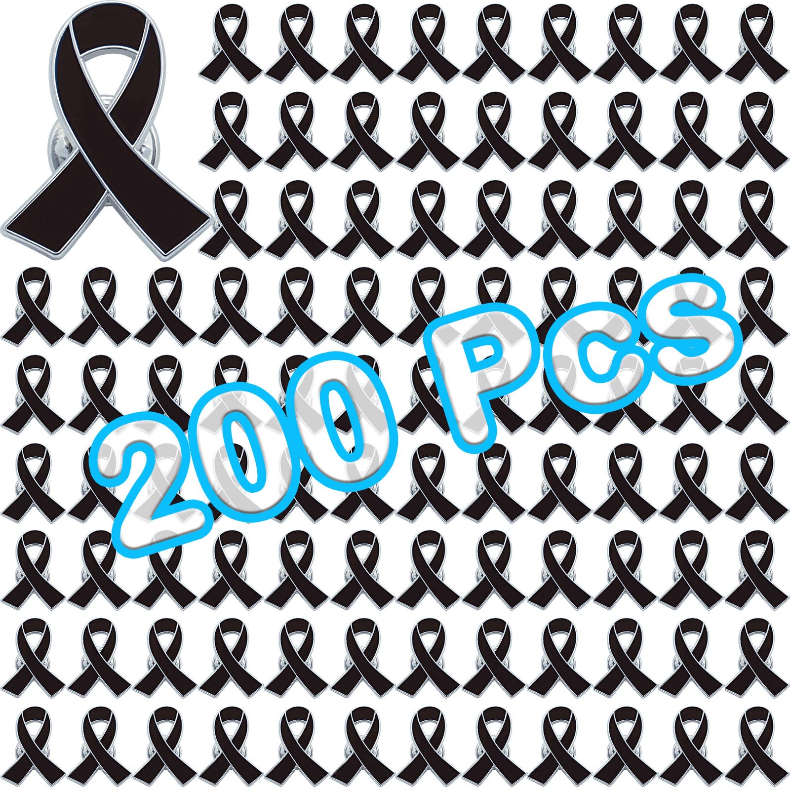 200 Stück Beerdigungsbänder, Gedenkband, schwarzes Bewusstseinsband, Sicherheitsnadeln, Beerdigungsnadeln, Gedenkdienst für Trauer, Gedenktag, Beerdigung, Veranstaltung