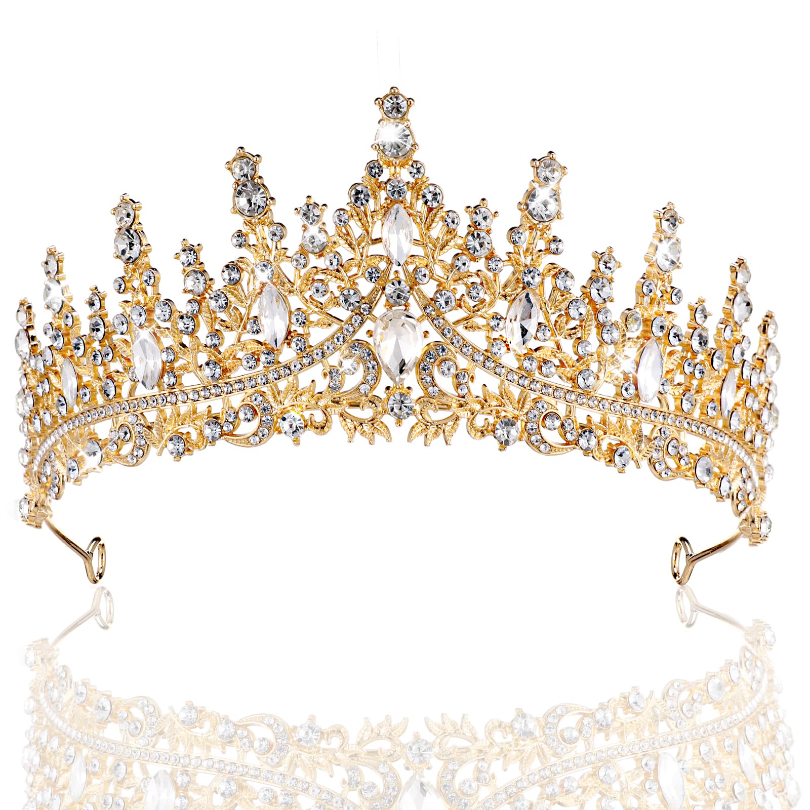 Sibba Tiara korona ślubna, diadem, korona ze strasu, kryształowa korona, dla panny młodej, księżniczki, korona, ozdoba do włosów, korona damska, nakrycie głowy na urodziny, imprezę, studniówkę