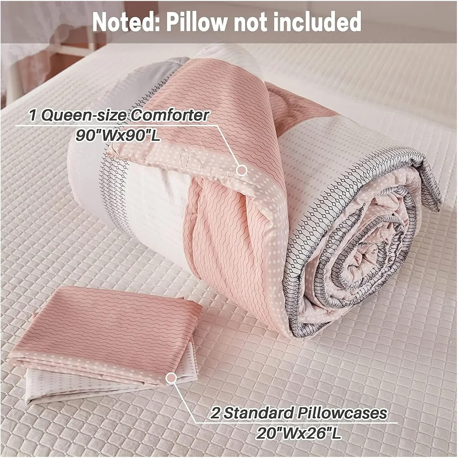 Pink Bedding Set 3 Pieces Colorblock Three-Color Girls Women Lightweight Bedding Set & Collections,Bed