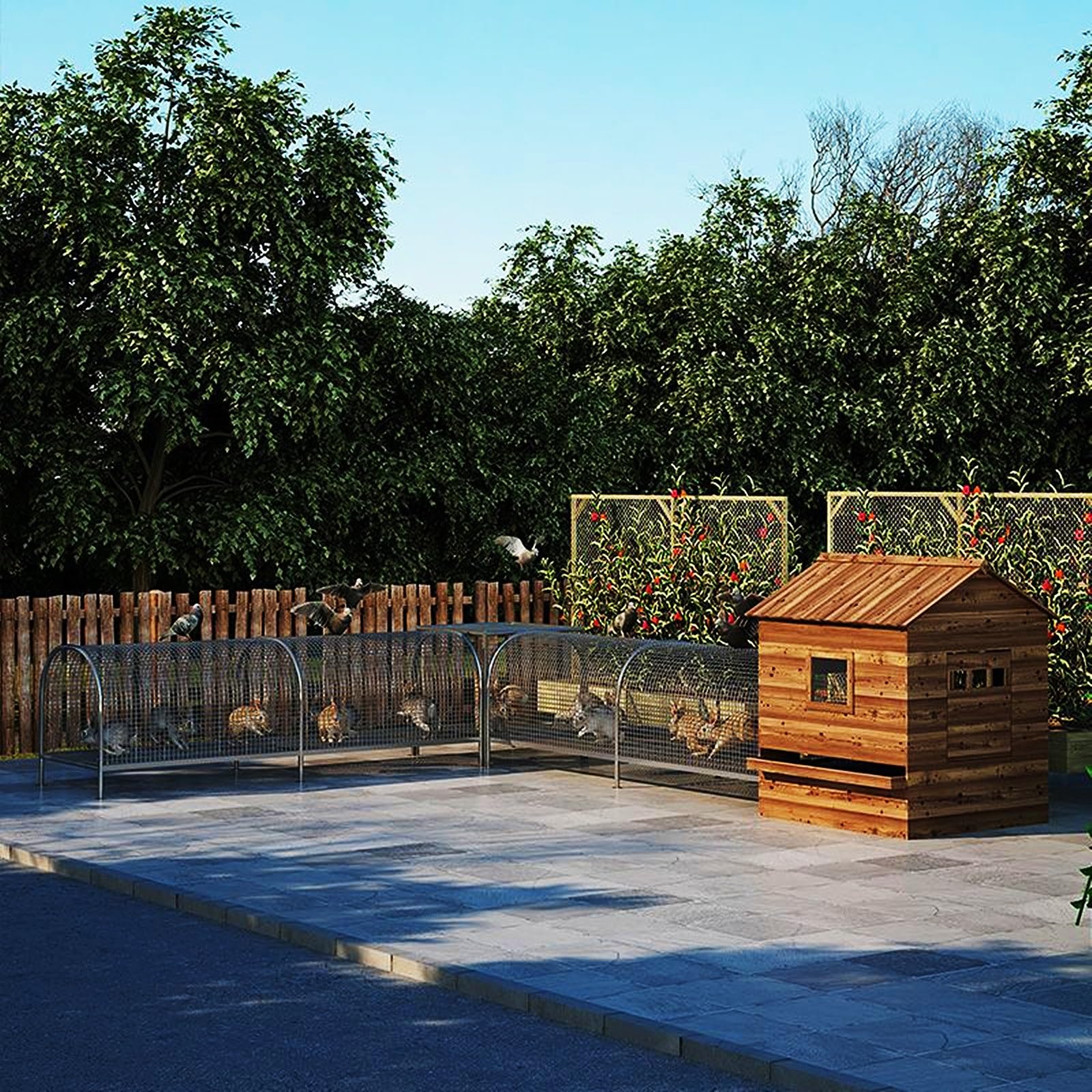 Gallinero Grande de Metal con Caja Nido, Jaula para Aves de Corral al Aire Libre, Corral para gallinas, Pavos, Patos y Conejos