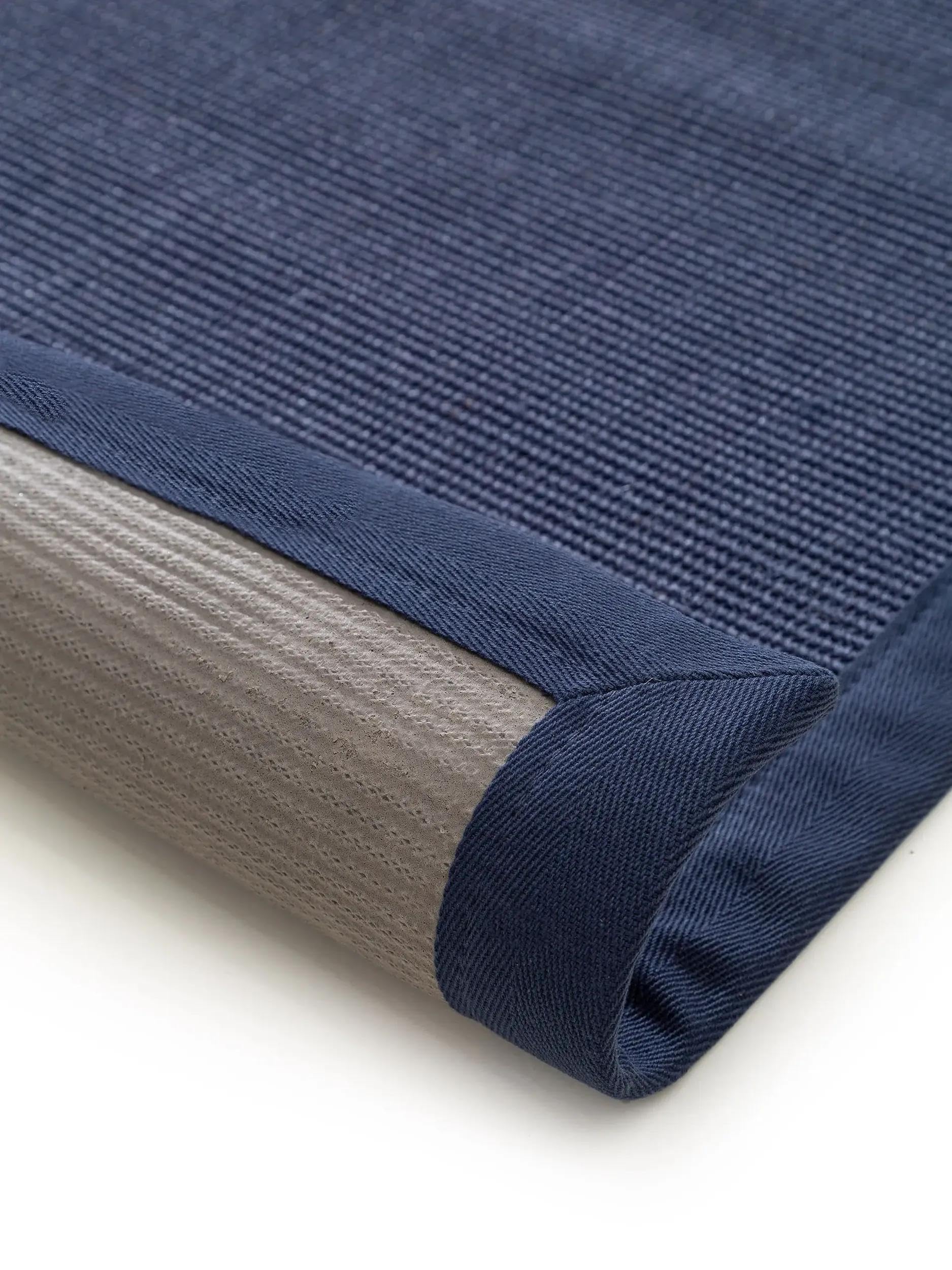 Benuta Nest Sisal Sana Tapis en Fibre Naturelle - Bleu - 150 x 150 cm - Tapis Robuste pour Salle à Manger et Salon - 100% Fibre Naturelle sisal - Design Intemporel