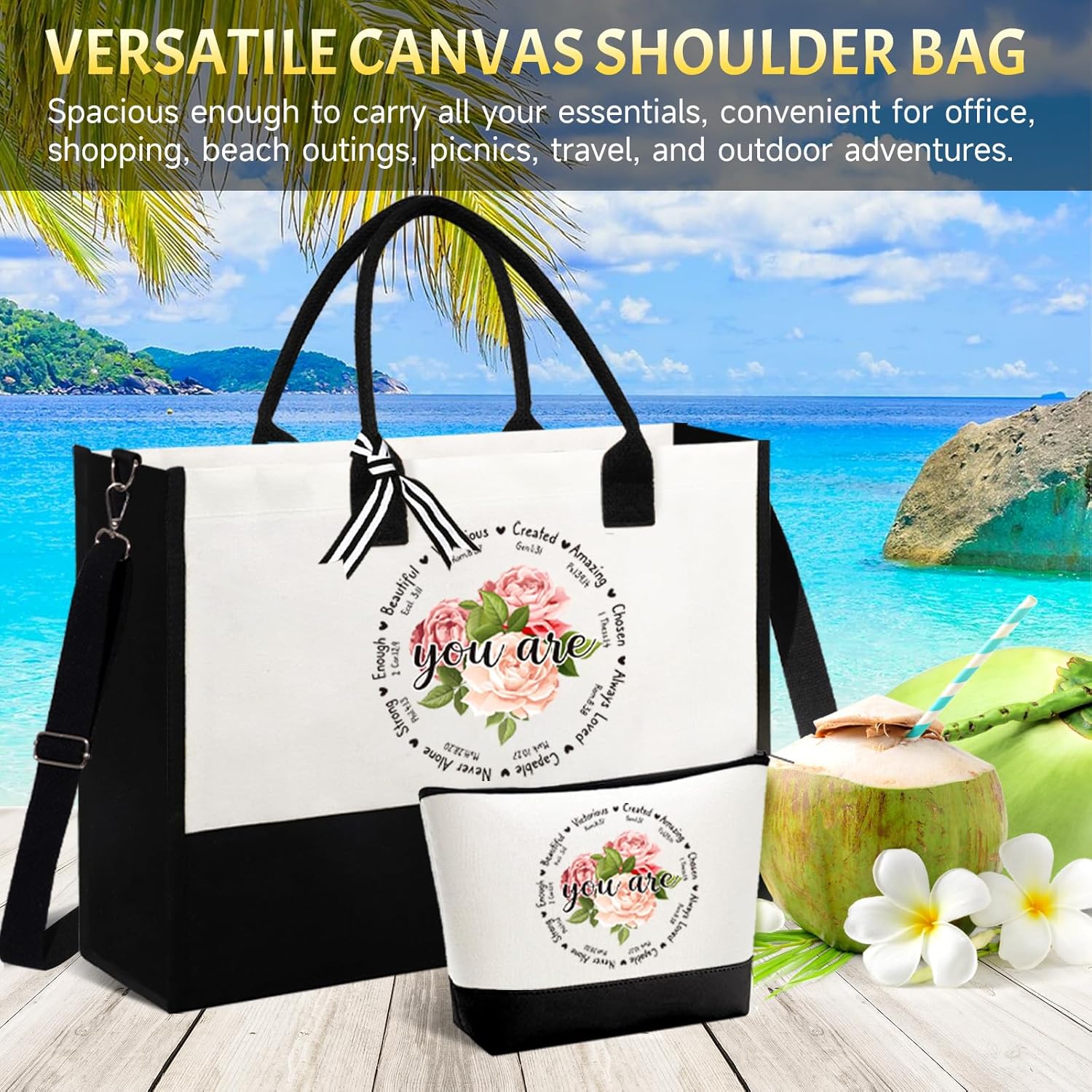 Christian Gifts for Women Faith, Inspirational Based & Religious Gifts for Women, Catholic Spiritual Gift Bible Verse Tote Bags Unique Ideas Box for Woman Mom Grandma Sister Best Friends Coworkers - Image 4