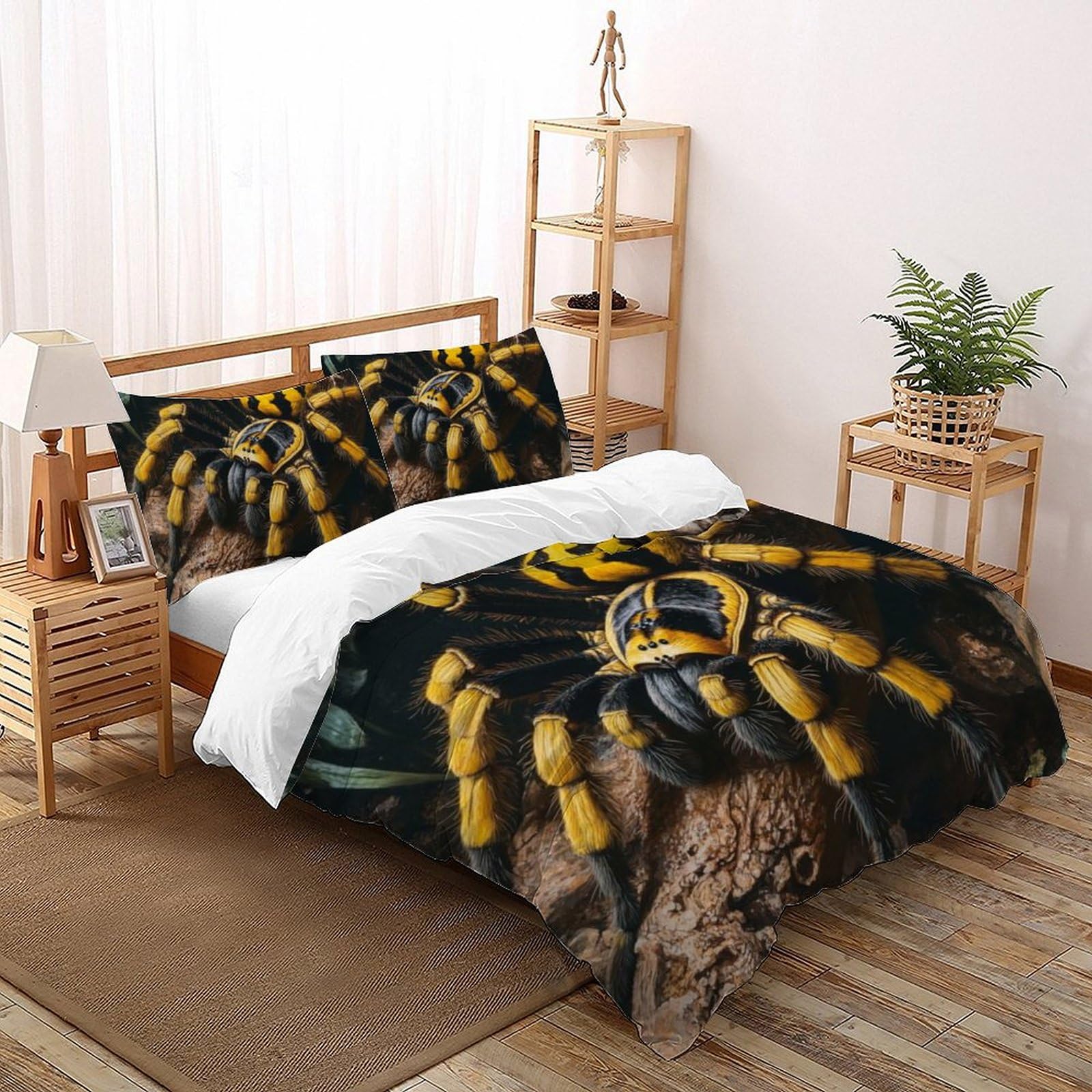 Housse de couette araignée 220x240cm en microfibre avec ses taies d'oreiller imprimées 3D
