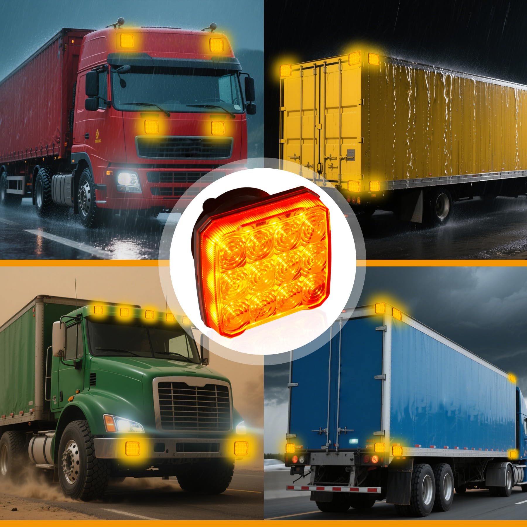 2 luces estroboscópicas LED recargables inalámbricas, luz de emergencia portátil intermitente, beacon de advertencia magnética ámbar para camiones, remolques, tractores y vehículos