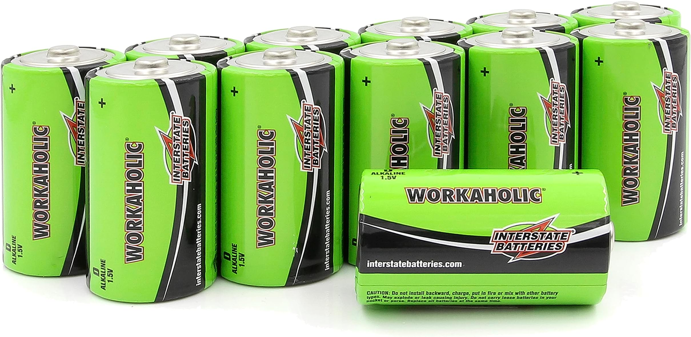 Interstate Batteries D Cell Alkaline Battery (12 Pack) All-Purpose 1.5V High Performance Batteries - Workaholic (DRY0085)