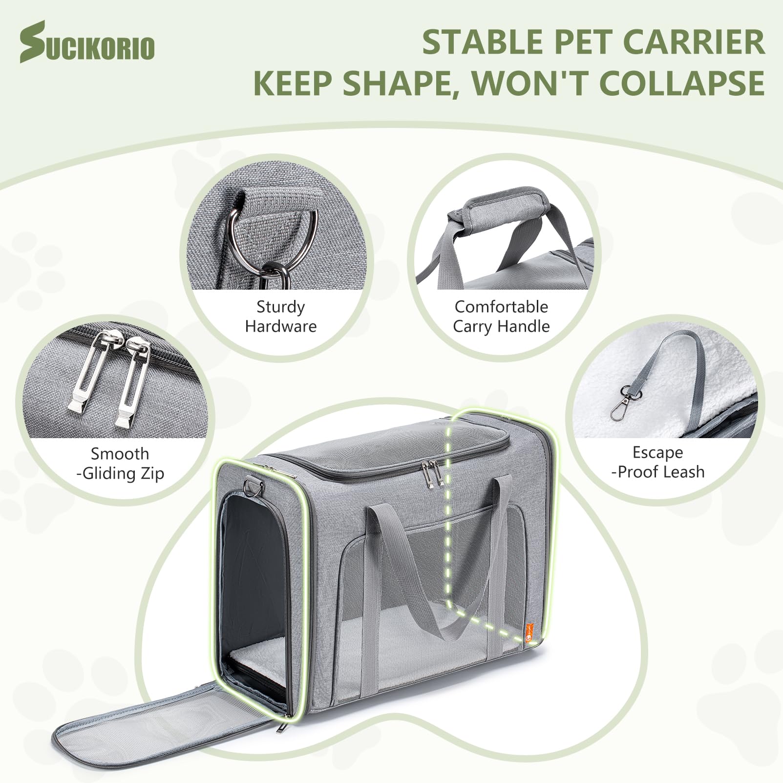 Sac Transport Chat Petit Chien Avion 55x40x23 Cabine Pliable Respirant Caisse Transport Chat Dog Carrier Bag Avec Matelas en Peluche Amovible, Gamelle Chat pour Chats et Chiots Jusqu’à 12 kg