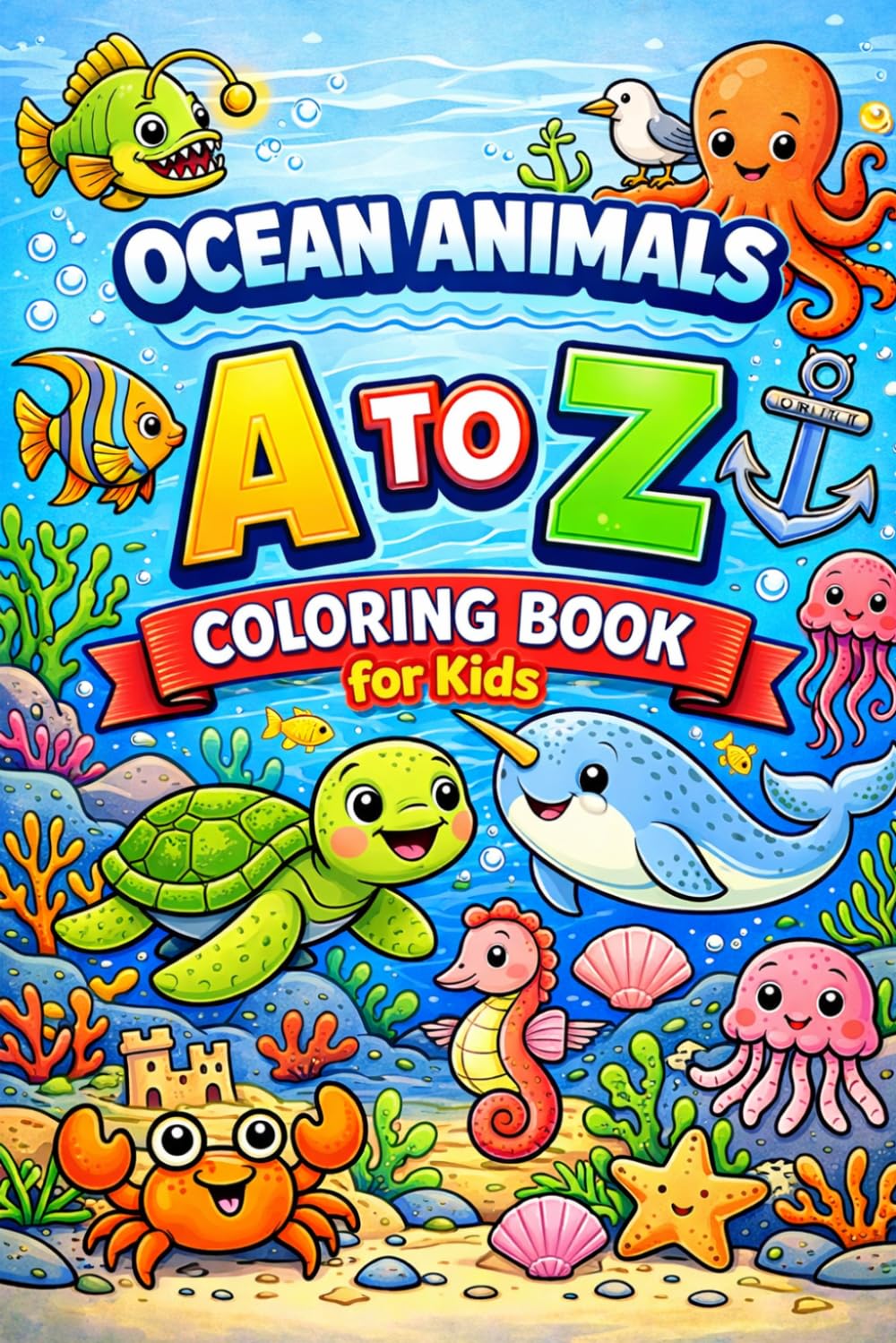 Ocean Animals A-Z Coloring Book For Kids