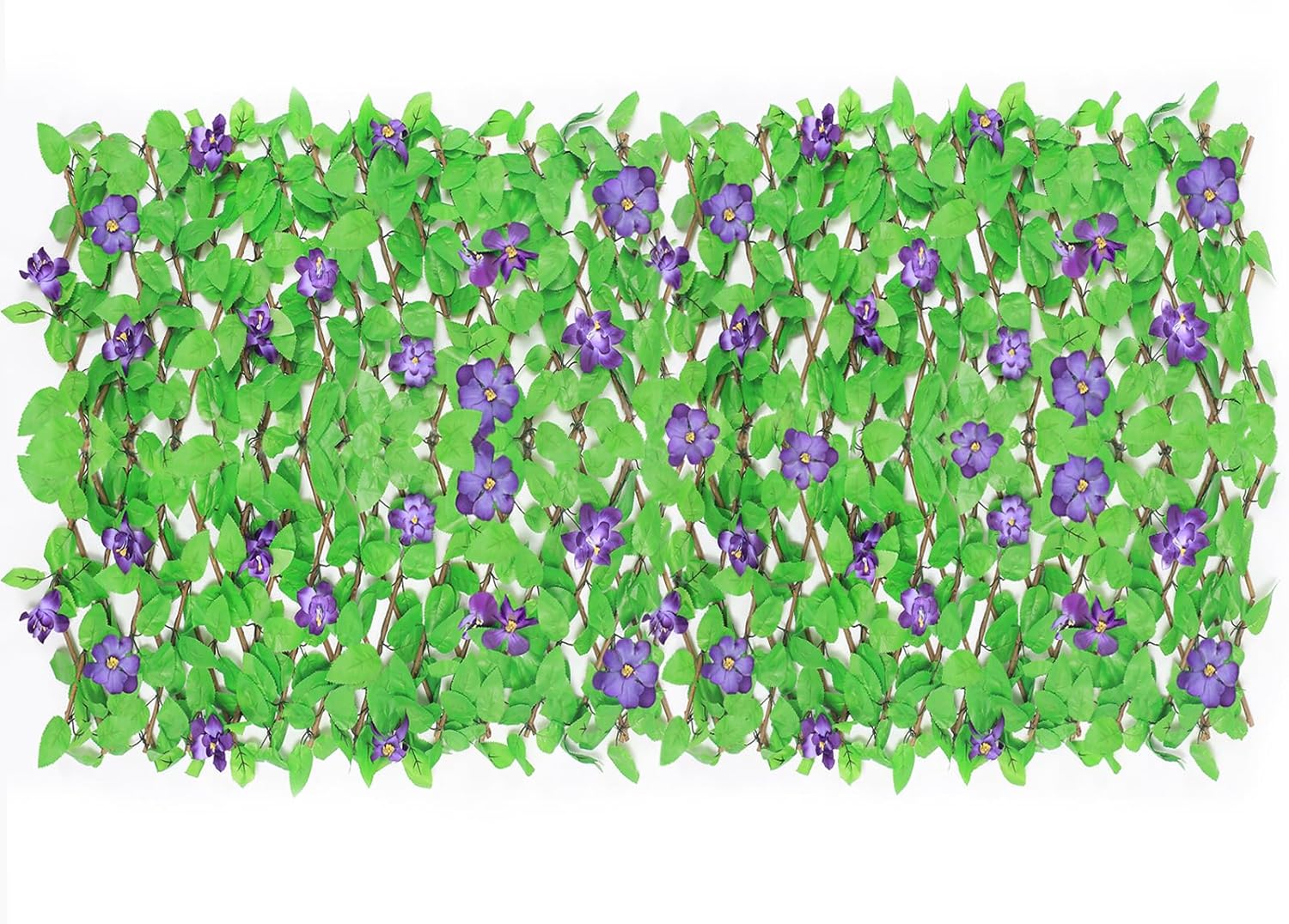 Expandable Fence Privacy Screen for Balcony Patio Outdoor, Faux Ivy Fence Privacy Screen with Artificial Flower,Faux Ivy Vine Leaf Decoration for Balcony, Patio, Garden, Backyard Greenery Wall Decor