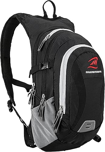 SharkMouth Mochila de hidratación, paquete hidratado de senderismo con bolsa de agua de 2.5 L, organizador de múltiples bolsillos, dura largos