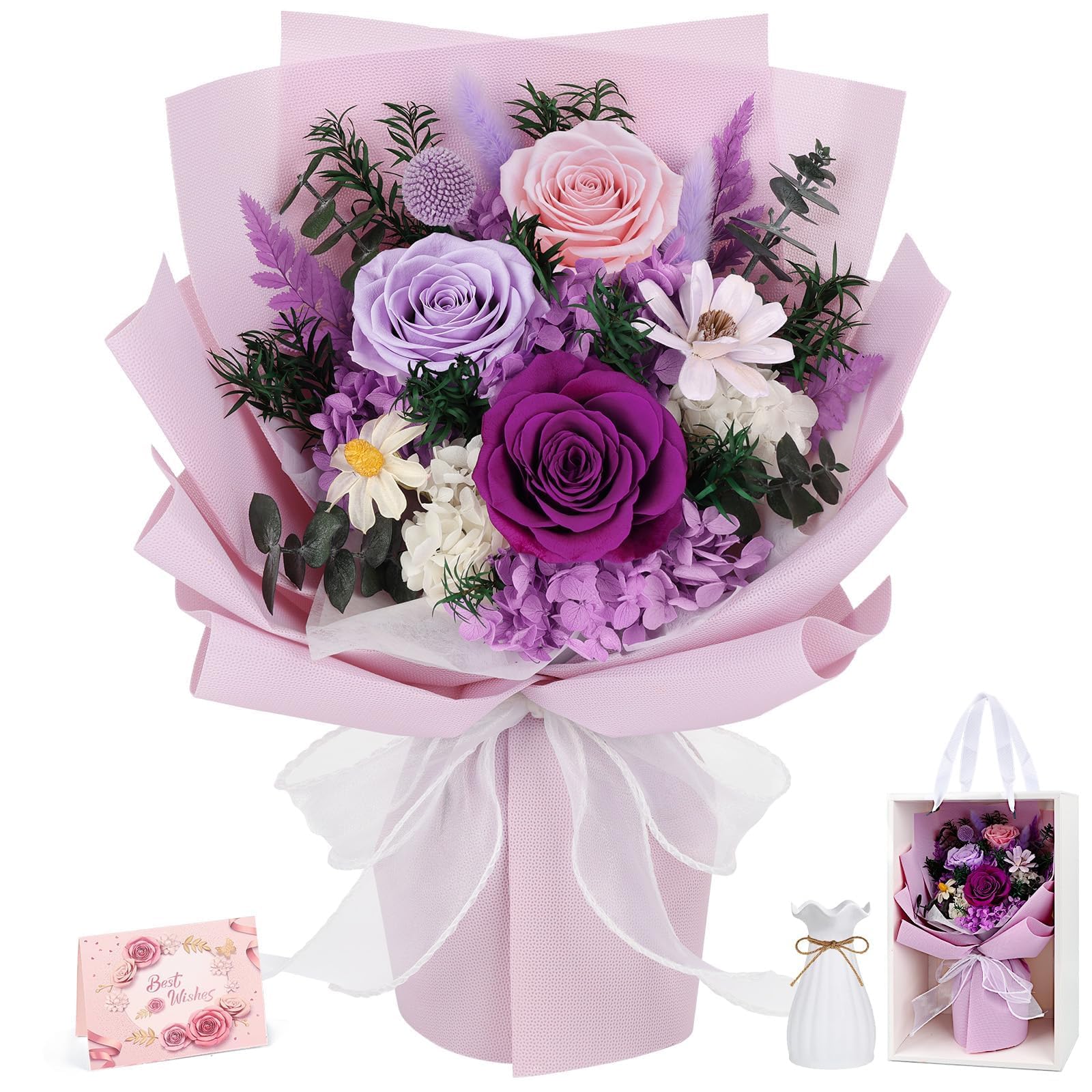 TYL&TYS Preserved Flower Bouquet with Vase