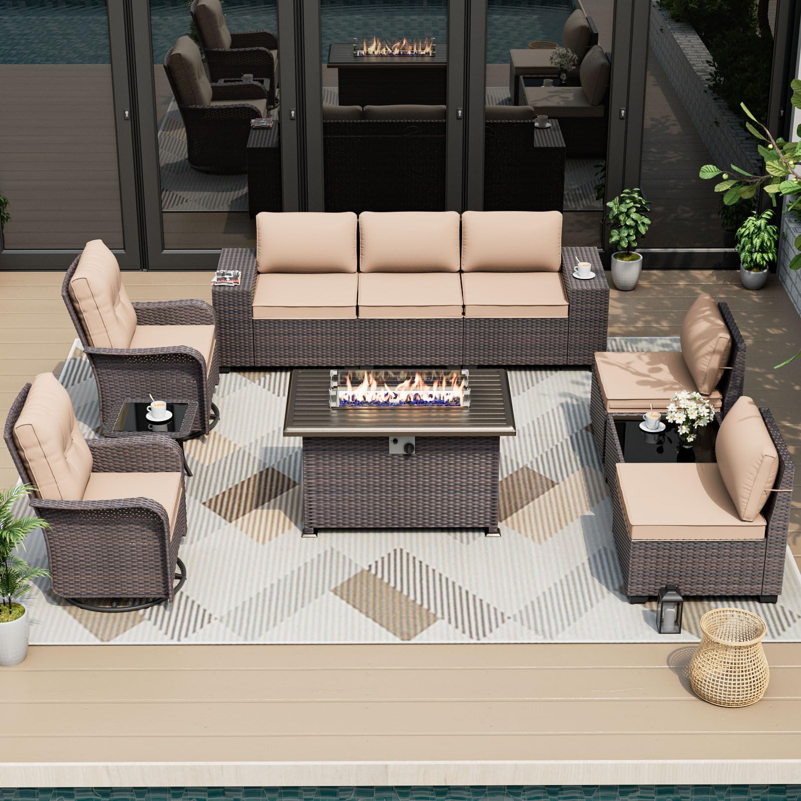 ALAULM 10 Pieces Patio Furniture Set