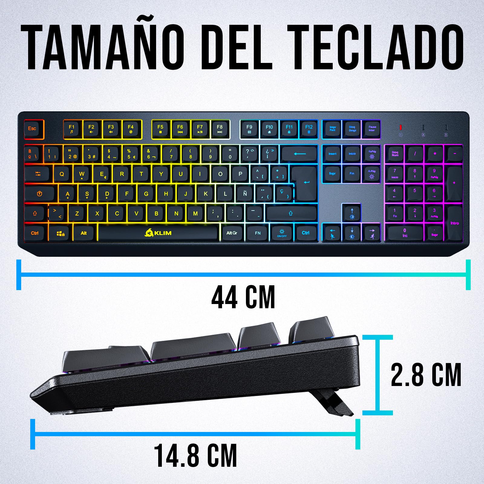 KLIM™ Chroma Spain Tastiera Gamers QWERTY Wireless - Ad alte prestazioni - Tastiera senza fili illuminata Cromatica Gaming Nero RGB PC Windows Mac PS4 Xbox One [ Nuova Versione]