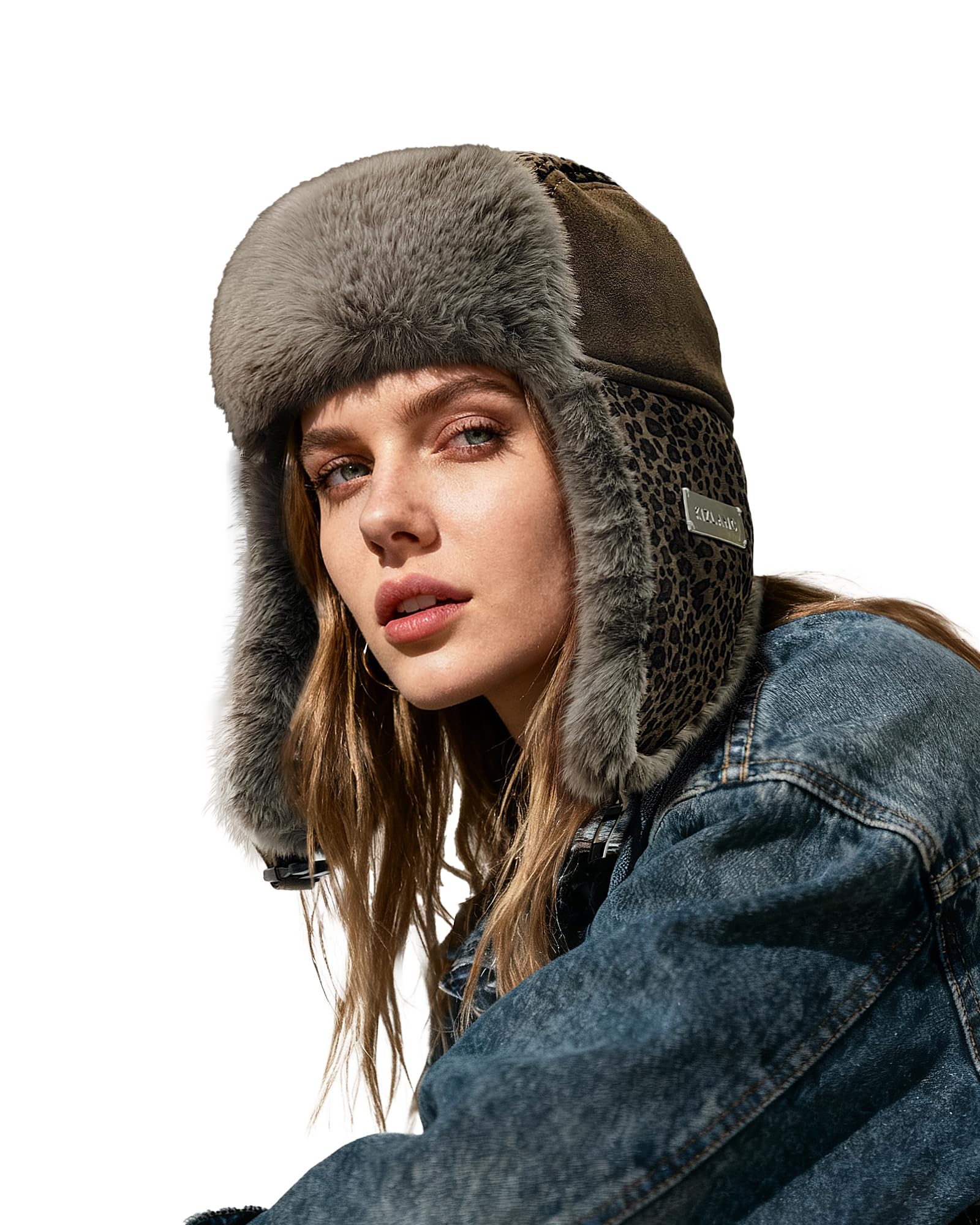 Bonnet de soldat anti-froid trappeur léopard en faux daim pour stopper le vent hivernal